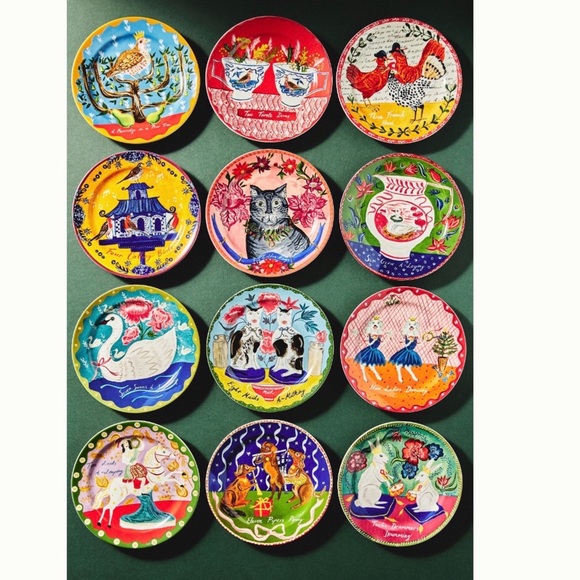 Anthropologie Emily Maude 12 Days of Christmas 8 Maids Milking Dessert Plate - Picture 3 of 6